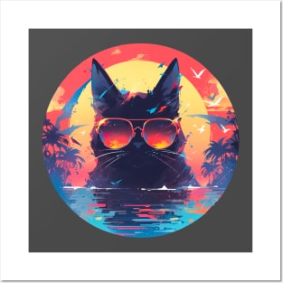 Cat in sunglasses, summer Posters and Art